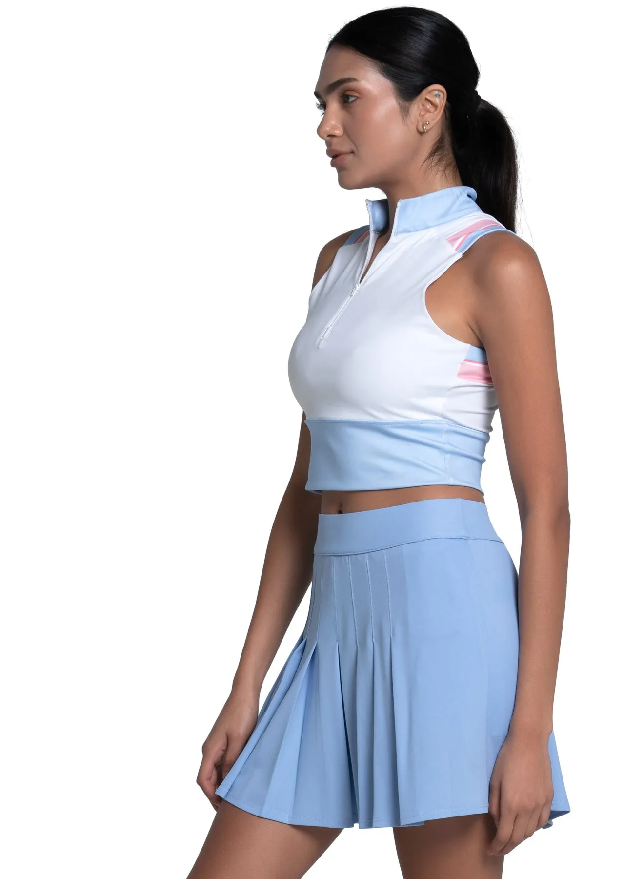 Edge Cut Crop Tank Reflective accents FrenchTerry