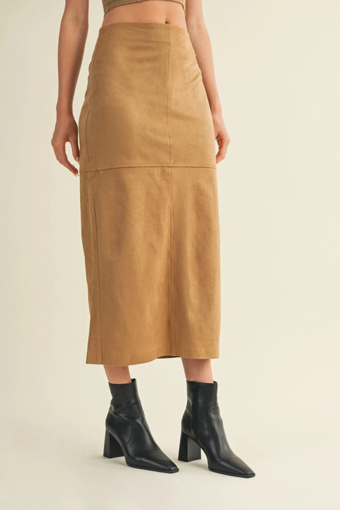 Elasticized Cuff PERRIE SUEDE MIDI SKIRT