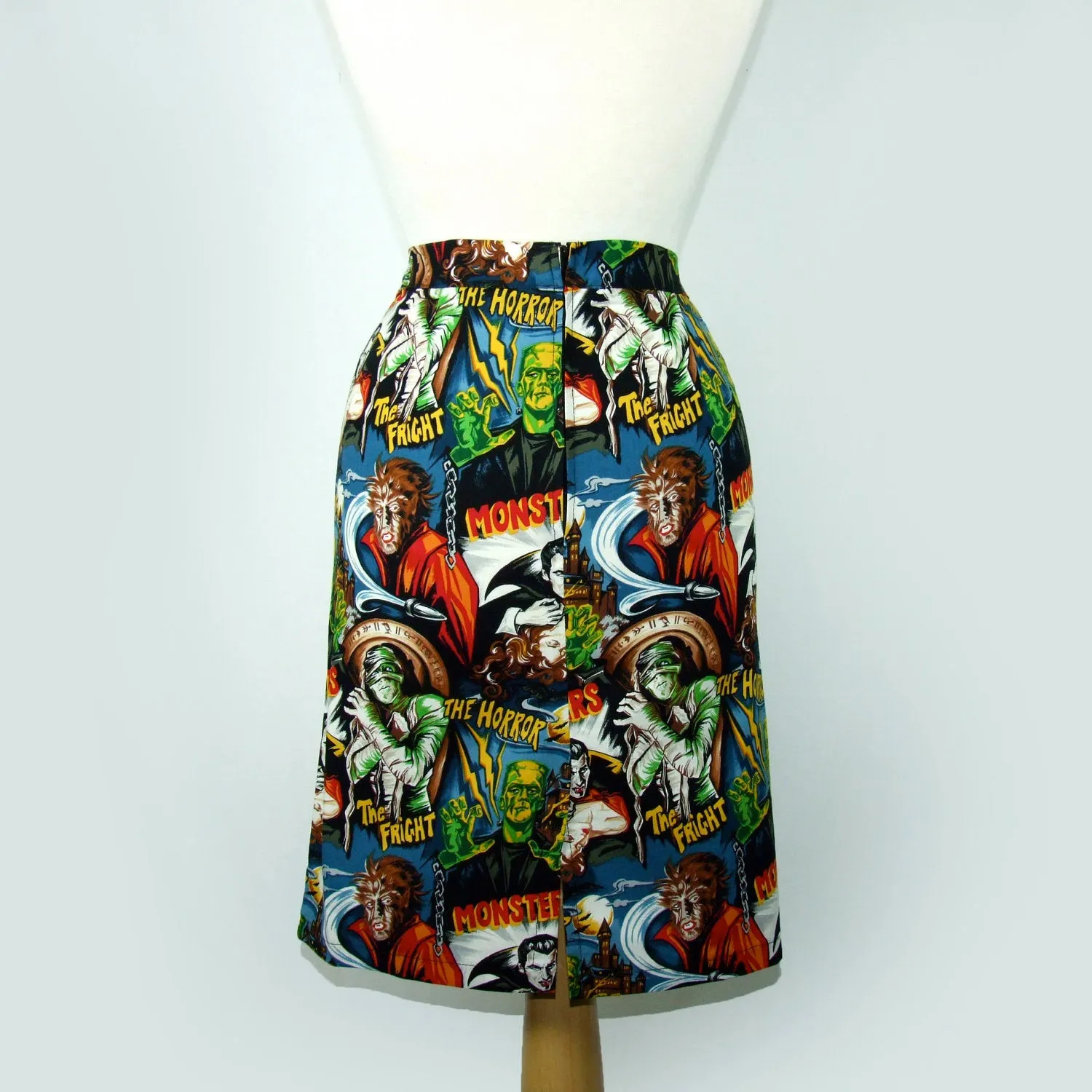 Smart Edge Unique Feature Pinup Hollywood Monsters Pencil Skirt #S-PP712