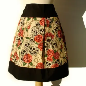 Perfect Design Go Anywhere Pinup Skulls and Roses Tattoo Skirt(pink roses) #S-RS731