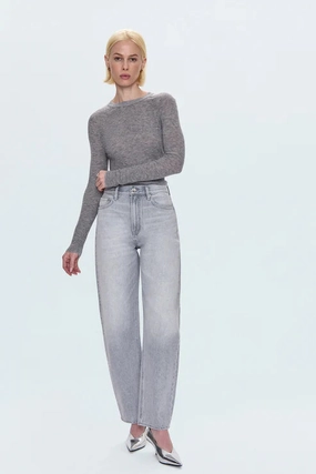 Simple Style Pistola Wes High Rise Barrel Jean in Enigma