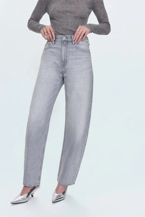 Premium Elegant Pistola Wes High Rise Barrel Jean in Enigma