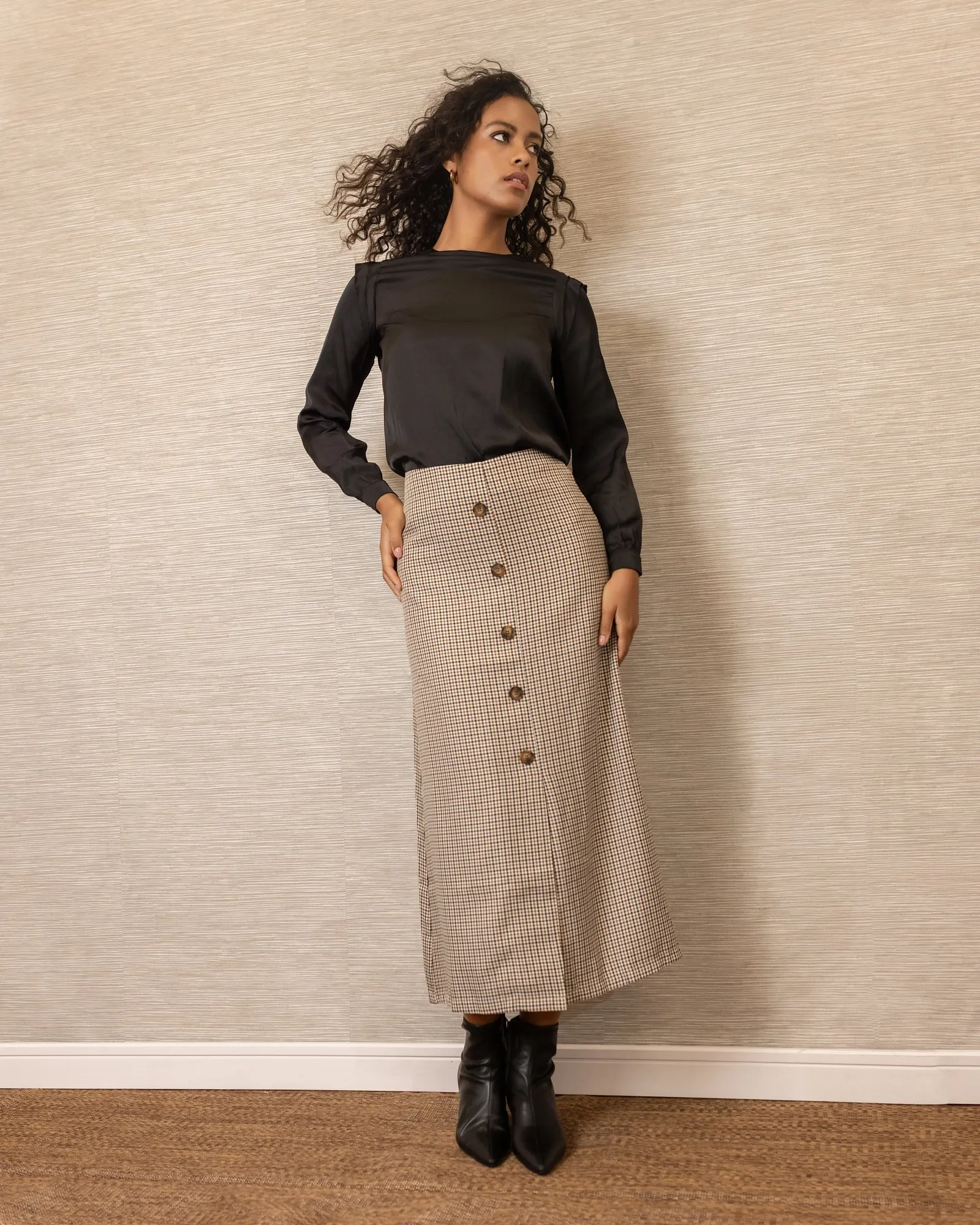 Plaid Skirt | Brown Seasonal Wear