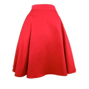 Aesthetic Look Rockabilly Red Full  Circle  Skirt #FS-R536
