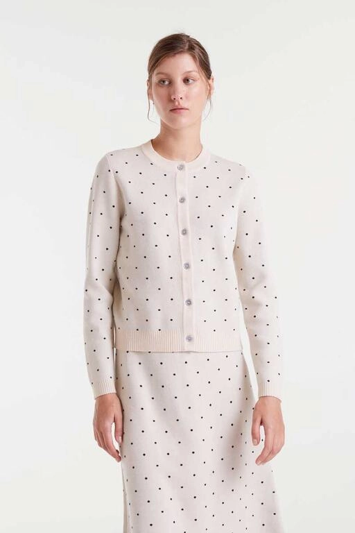Polka Dot Cardigan in White UltraSoftLining