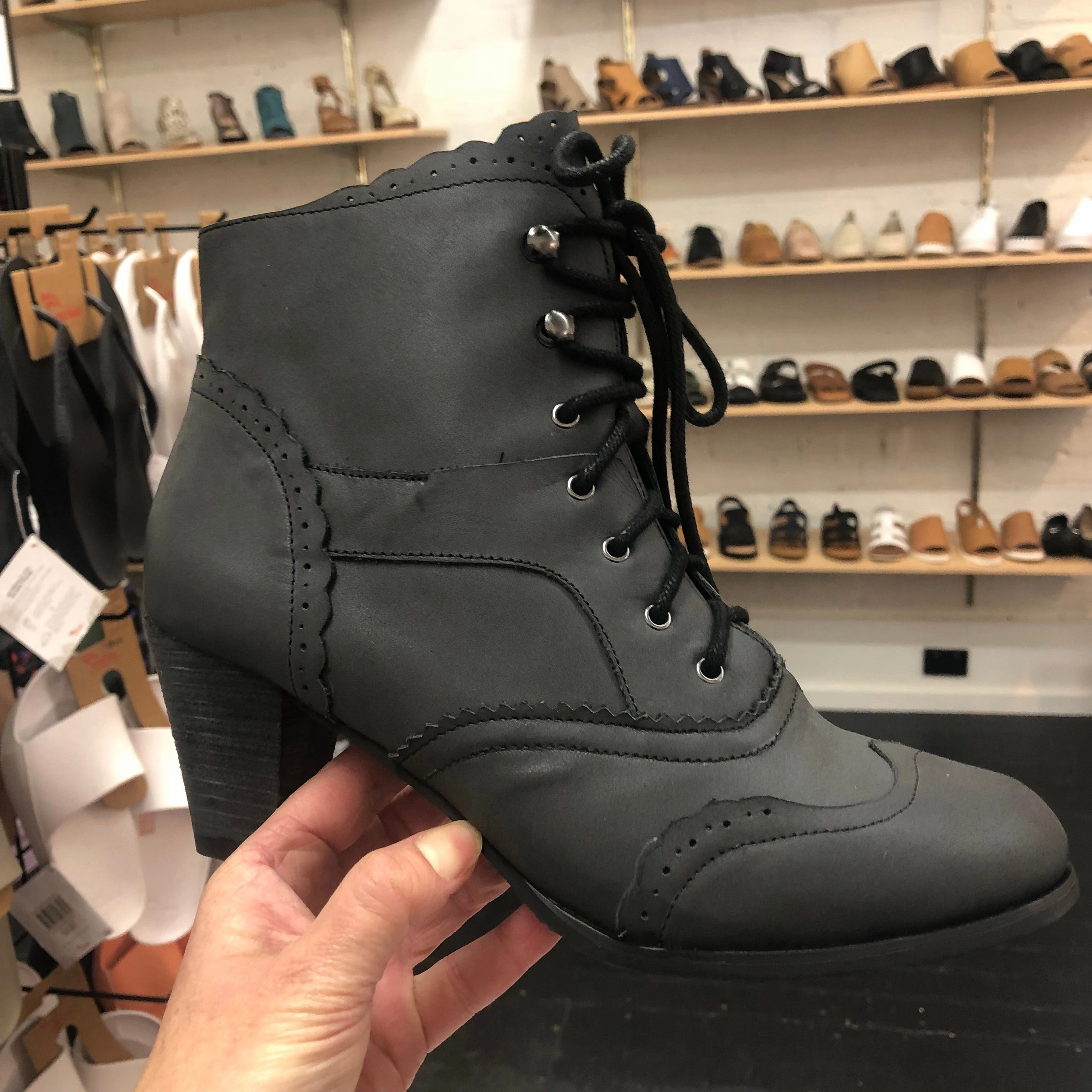 Polly Otis ~ Black ~ Bone ~ Leather with Antique finishes