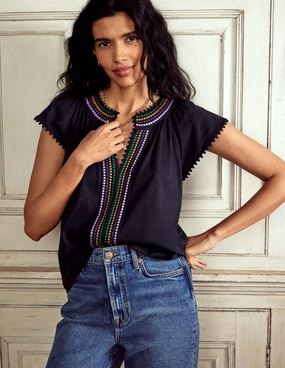 Pom Yoke Top-Navy Circular Knit Technology