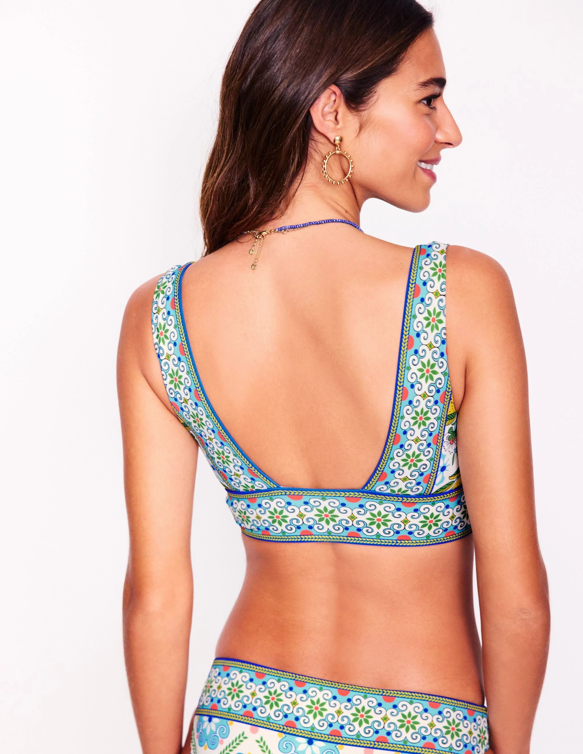 Porto Bikini Top-Multi, Citrus Vine Tile Water Repellent Coating