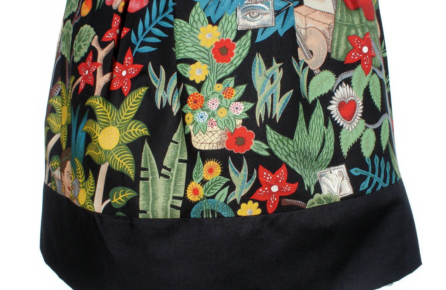 Frida Mexican Inspired Flowers and Animals Skirt Black #S-RS752 Light Design