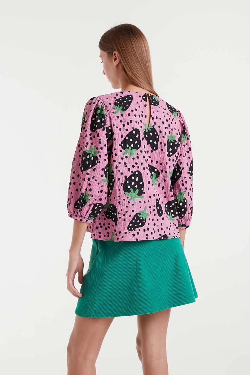 Strawberry Polka Dot Blouse in Pink Thermal Regulation Technology