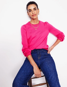 Openwork Lattice Pattern Pru Scallop Trim Jumper-Pink Peony