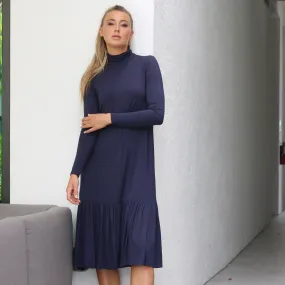 Turtleneck Dress | Navy [Final Sale] Celebrity-Inspired