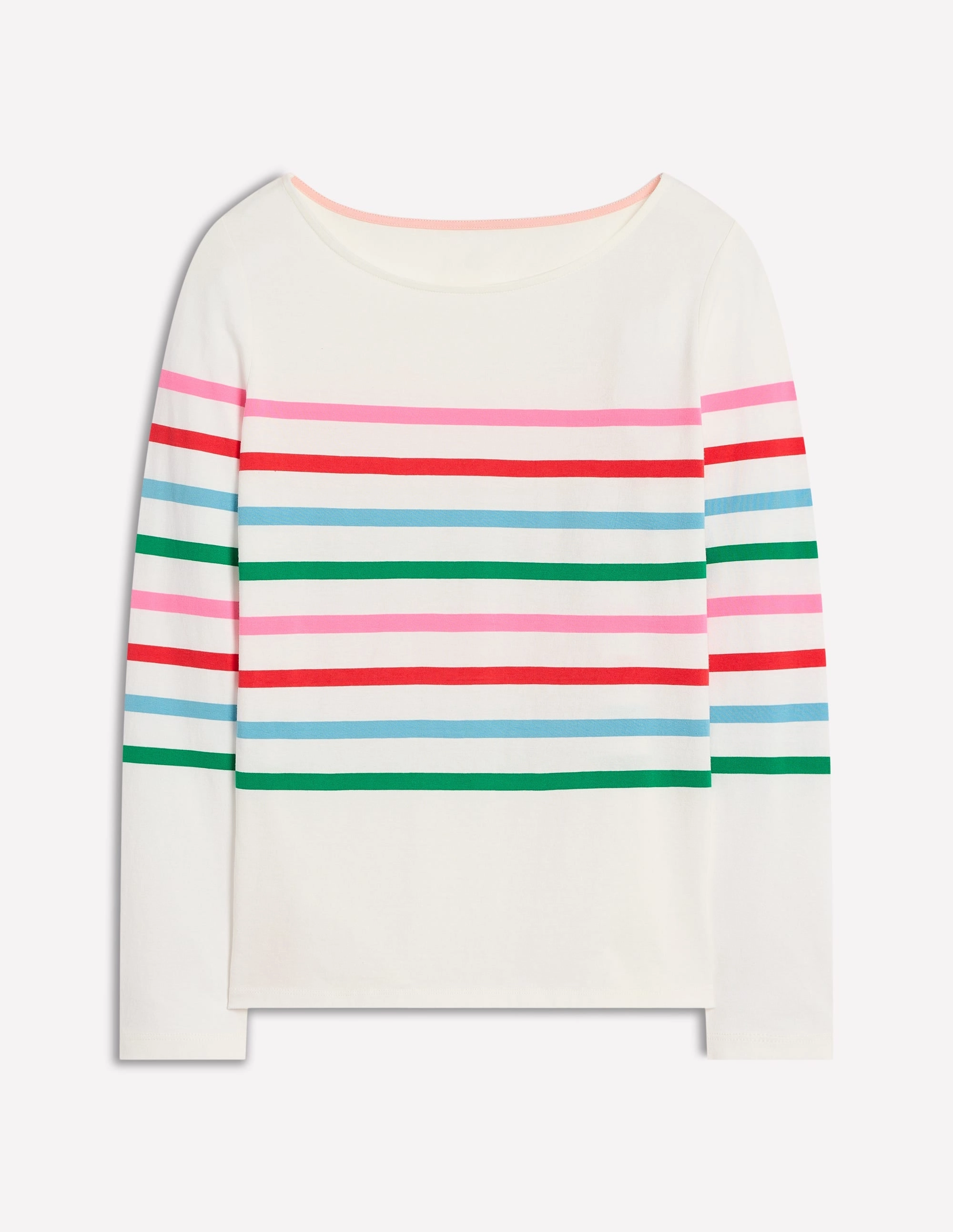 Cozy Sweatshirt Sporty Style Ella Long Sleeve Breton-Ivory, Multi Placement