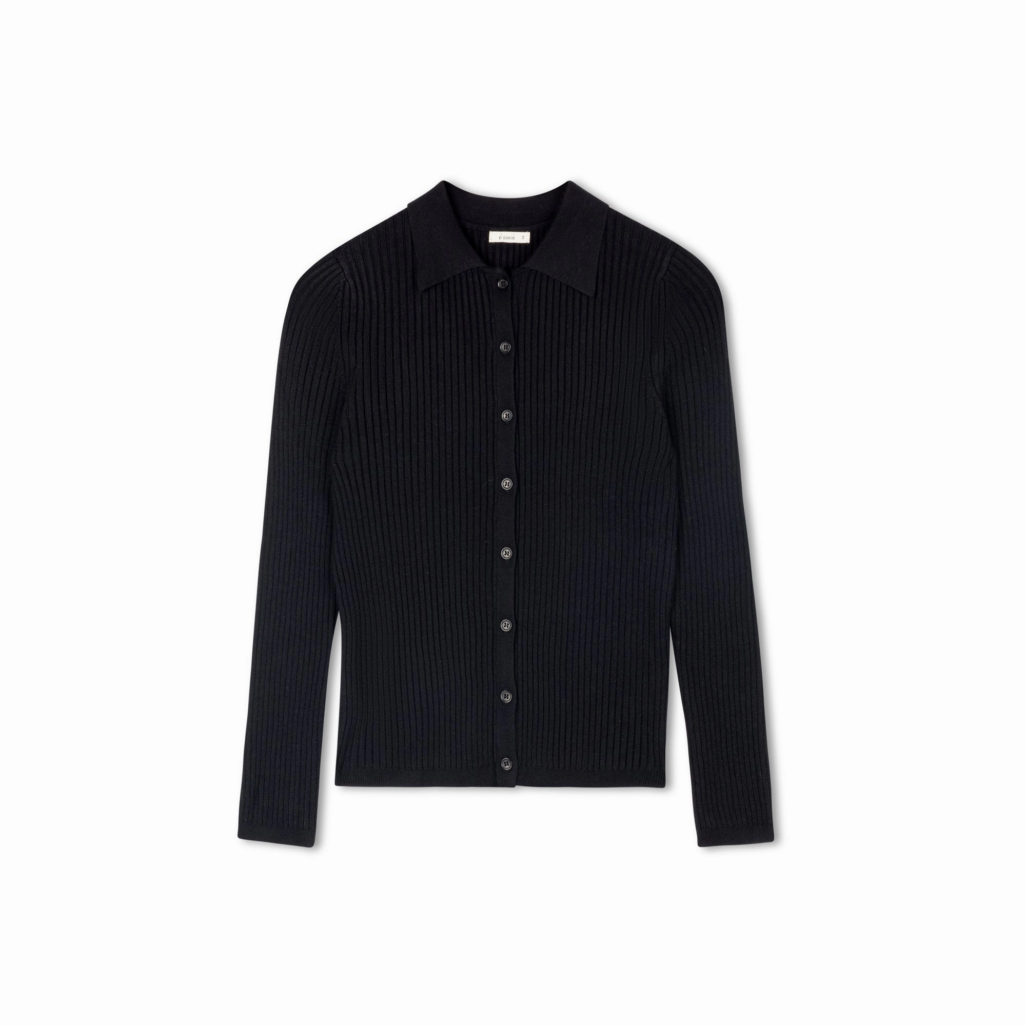 Warm Fabric Durable Reinforced Elbow Patches Rae Ribbed Cardigan | Black