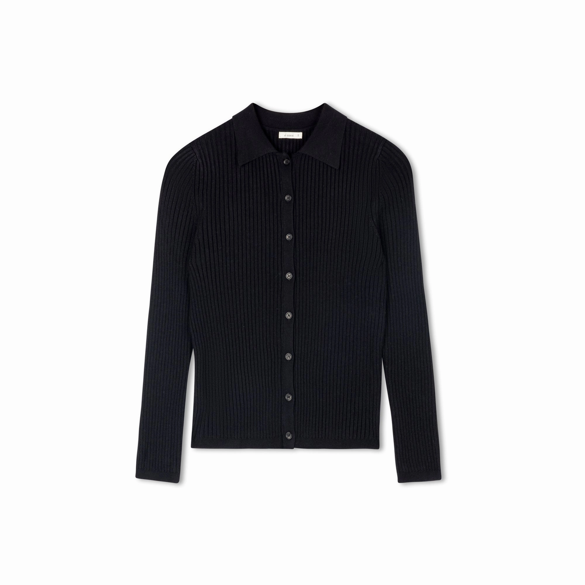 Rae Ribbed Cardigan | Black NoRoll Hem Technology FlexFit Technology