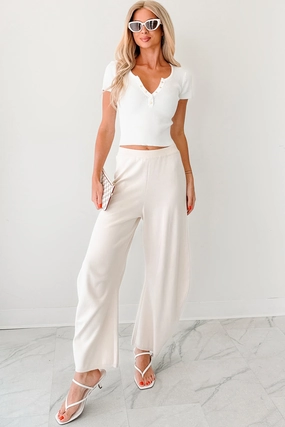 Soft Launch Era Knitted Barrel Pants (Cream) CompressionSupport Work Ready