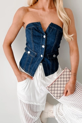 Radiate Strength Strapless Denim Top (Dark) Warm Fabric DualLayer Weave