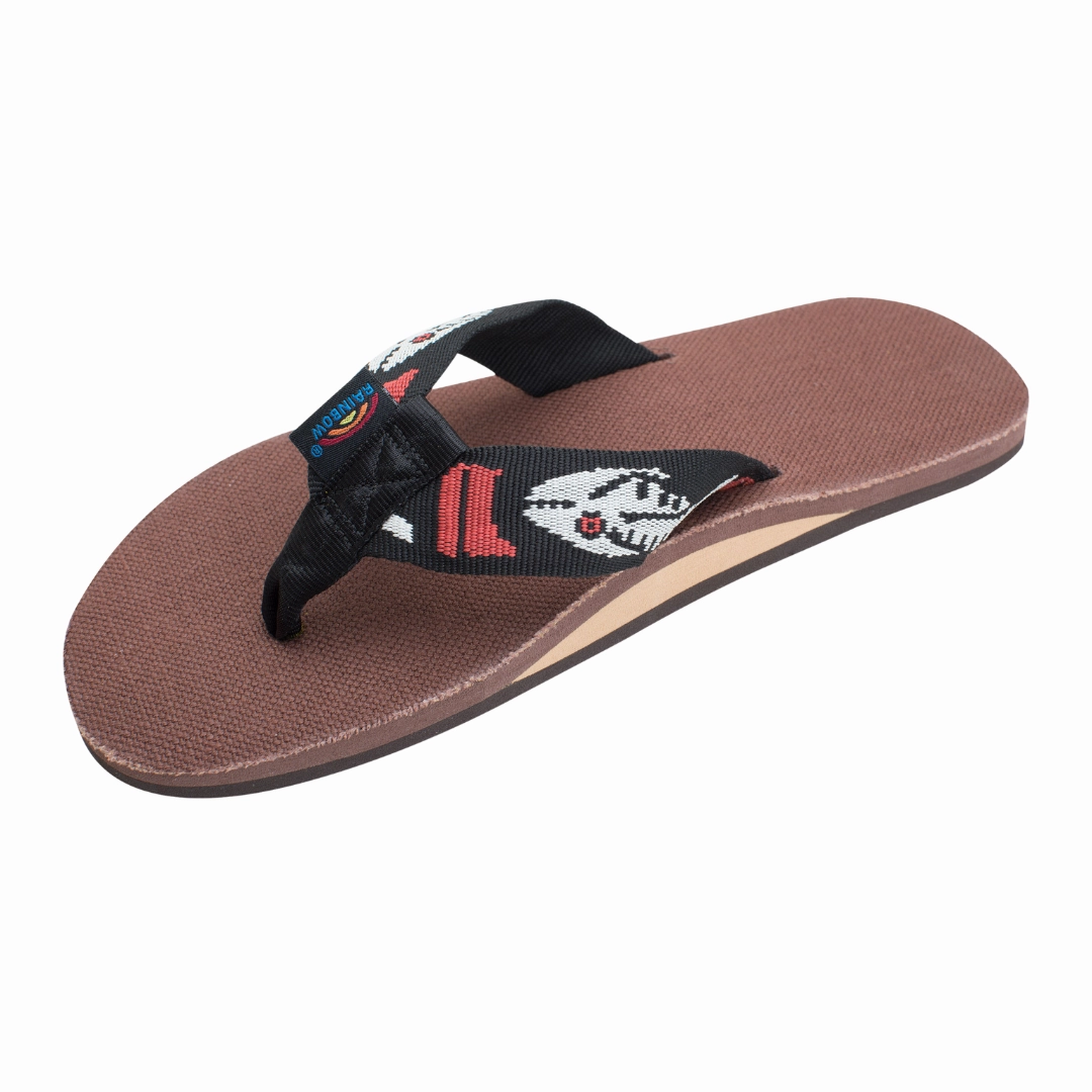 RAINBOW 301AHPFSM/BRSV HEMP FISH PATTERN STRAP MN'S (Medium) Brown Silver Nylon Strap Sandals
