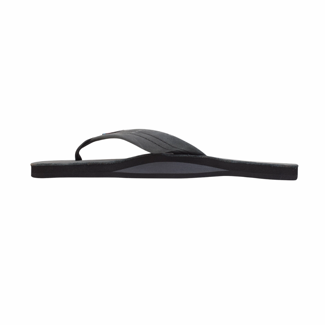 RAINBOW 301ALTS0M/PBLK SINGLE LAYER PREMIER MN'S (Medium) Premier Black Leather Strap Sandals