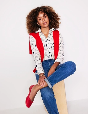 LayeredPanel Hidden Button Placket Sienna Cotton Shirt-Ivory, Dogs