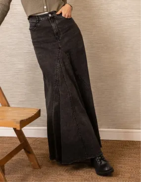 Flared Denim Skirt| Black AntiStaticLining