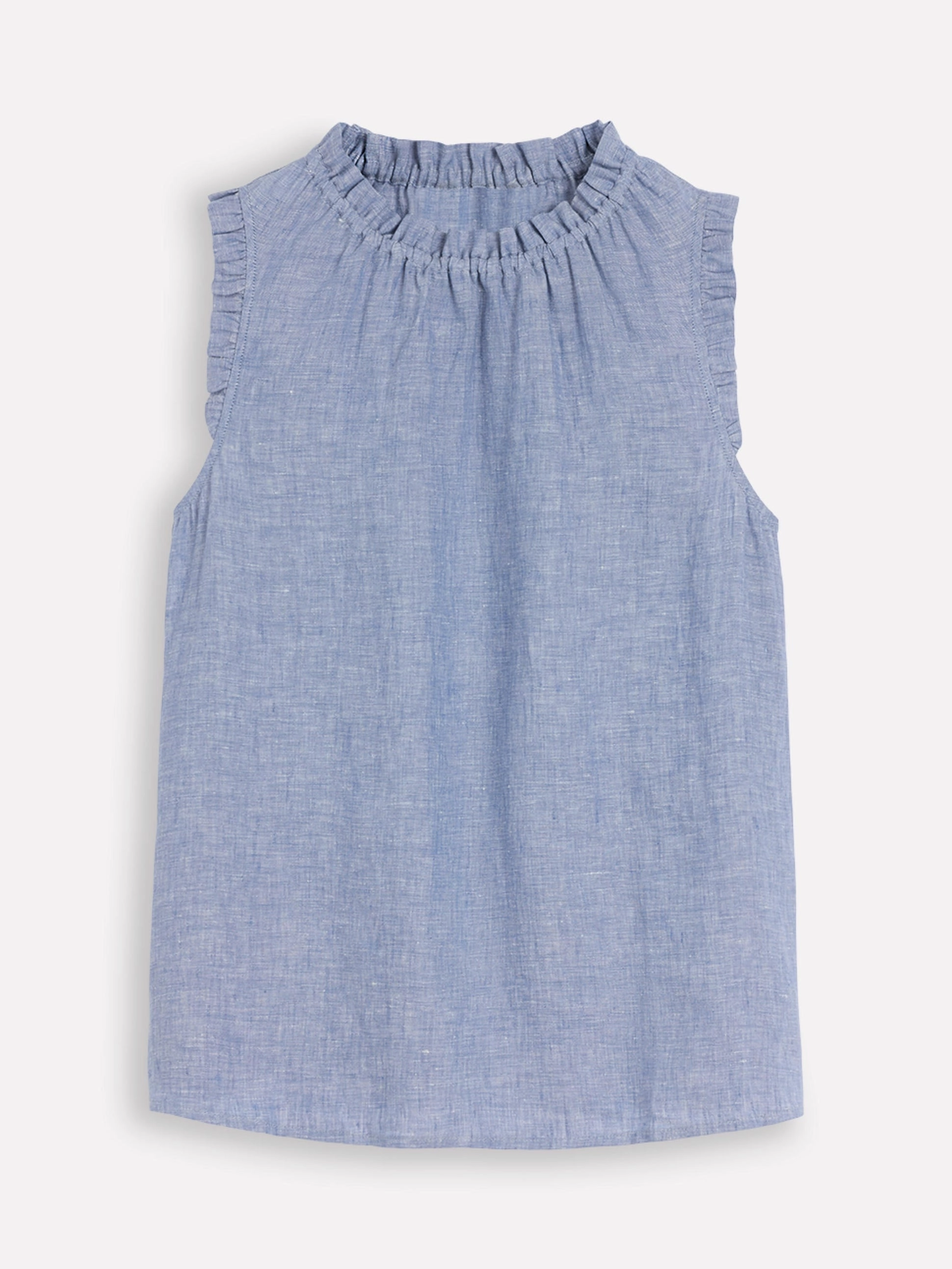 Oversized Fit Sophie Ruffle Linen Top-Chambray