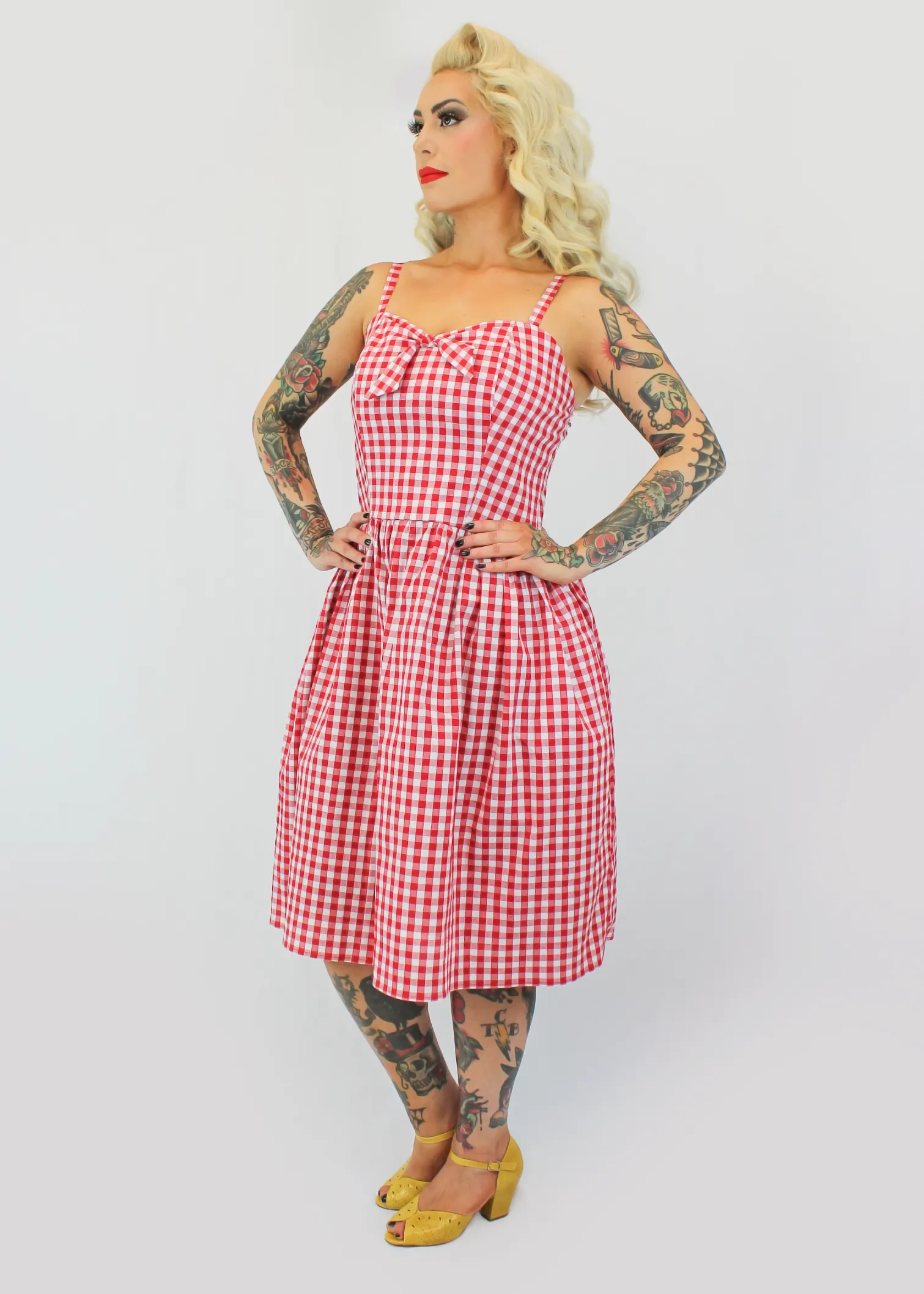 Red Gingham Dress With Adjustable Straps #SGD-RW Gender Free Vibrant Hue