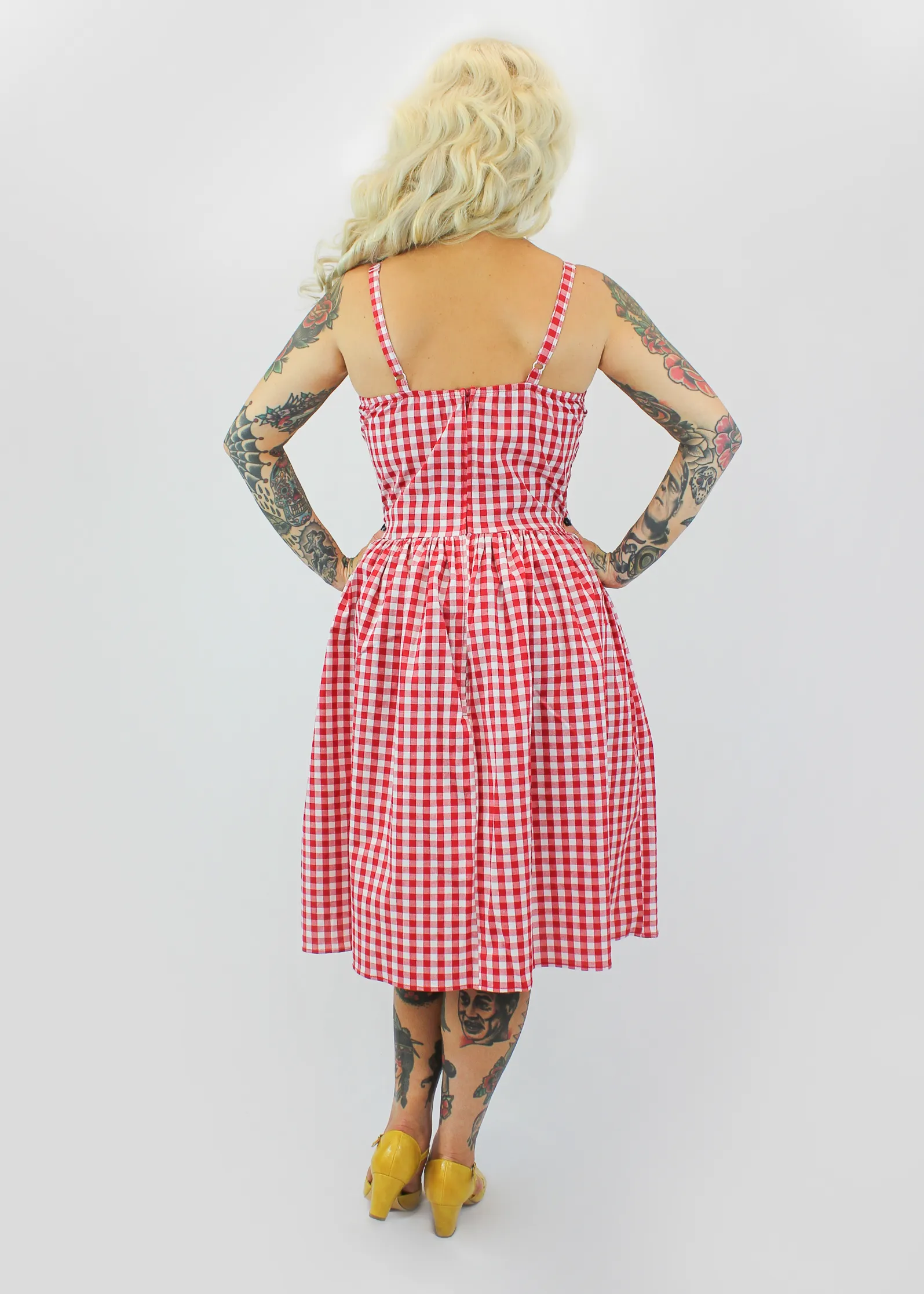 Everyday Wear Red Gingham Dress With Adjustable Straps #SGD-RW