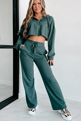 Not Moving Today Zip-Up Hoodie & Pants Set (Jungle Green) AntiFade Treatment