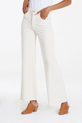 Double Layered Hem Reinforcement Dear John Fiona Wide Leg Jean in Wheat