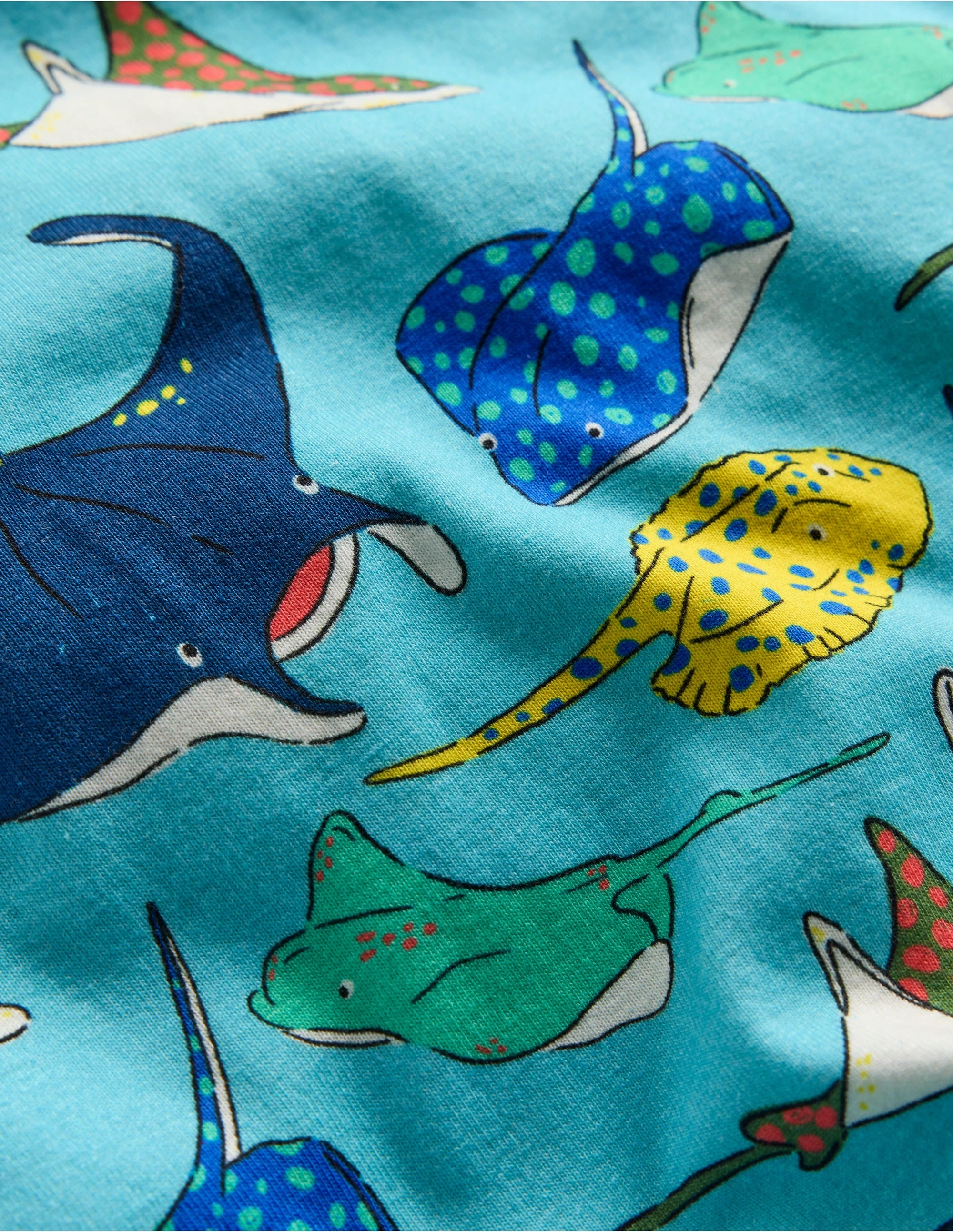 SeamFreeShoulder Snug Short John Pyjamas-Caribbean Blue Rays