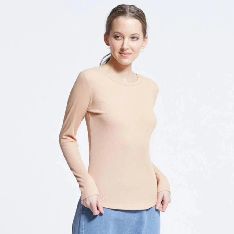 Full Coverage Fit Ribbed Crewneck Tee | Oatmeal