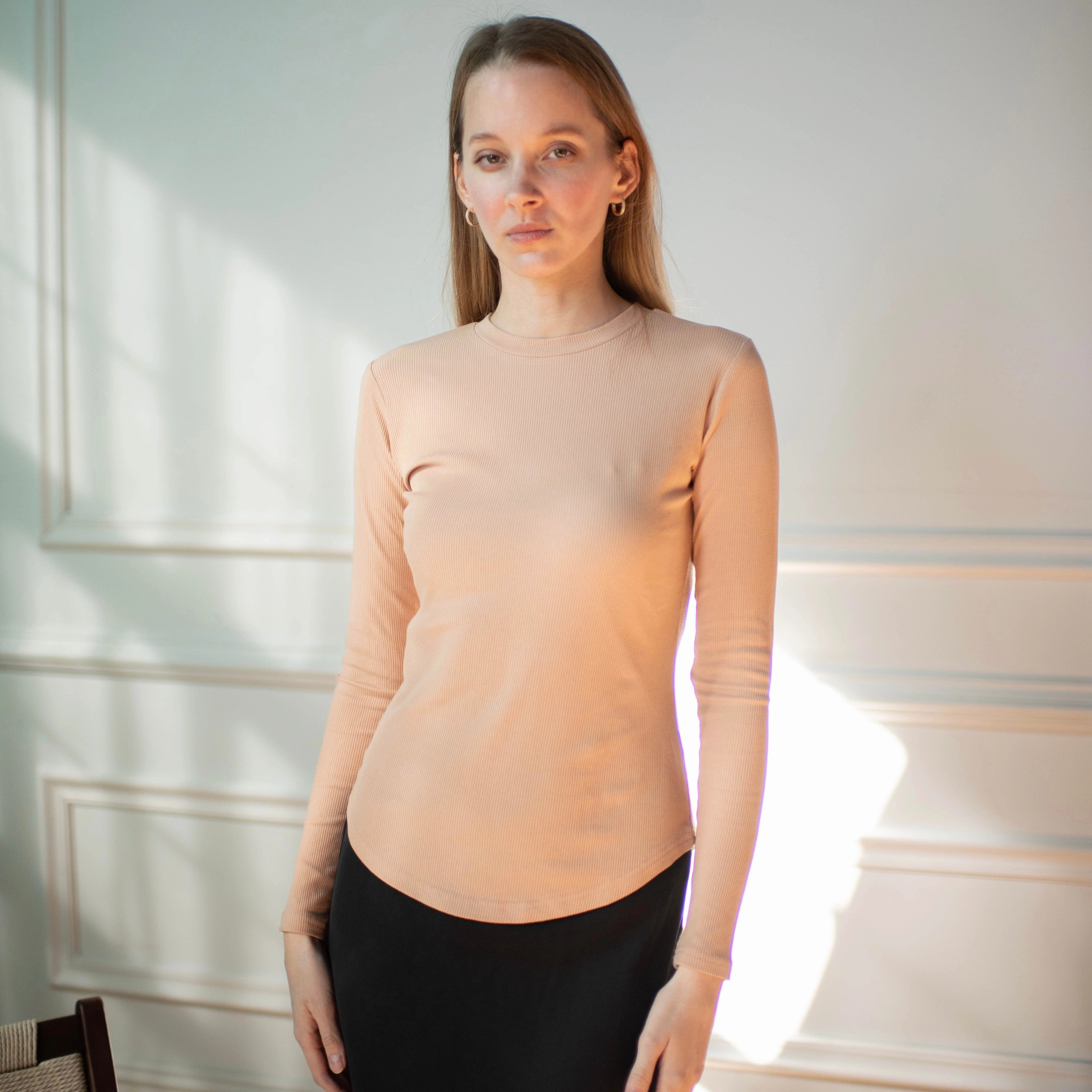 Ribbed Crewneck Tee | Oatmeal SweatGuard Lining