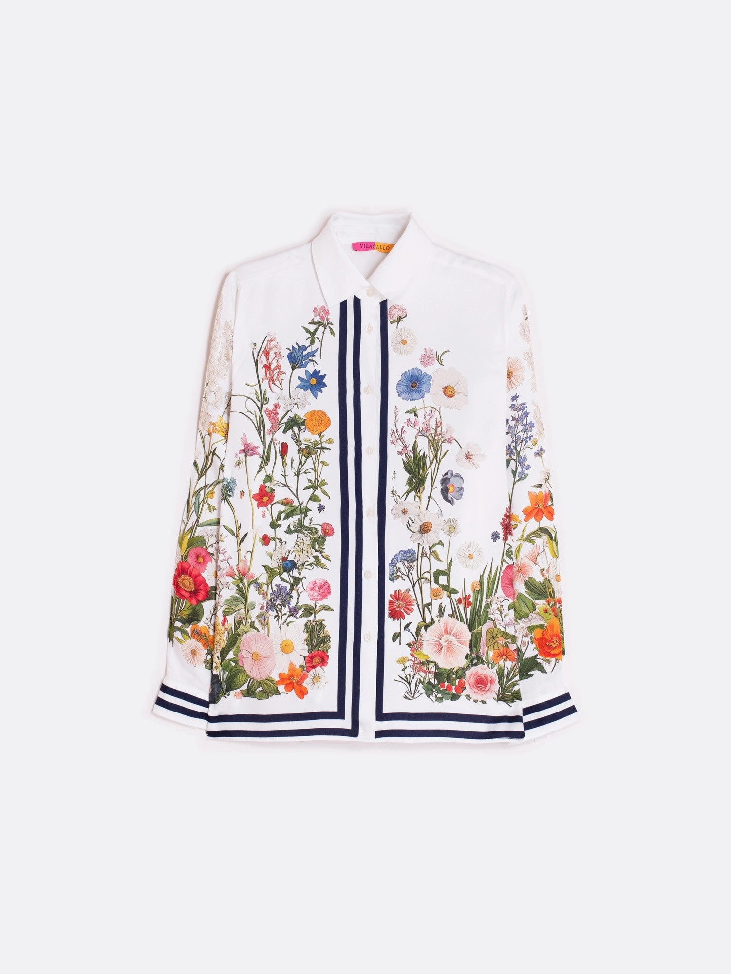 Summer Style Lightweight Jacket Tea Blouse in White Gatos Print