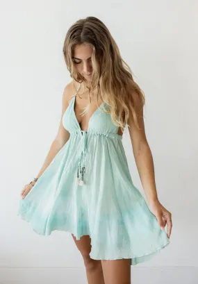 Relaxed Mini Dress in Aqua EcoFriendlyDye Urban Light