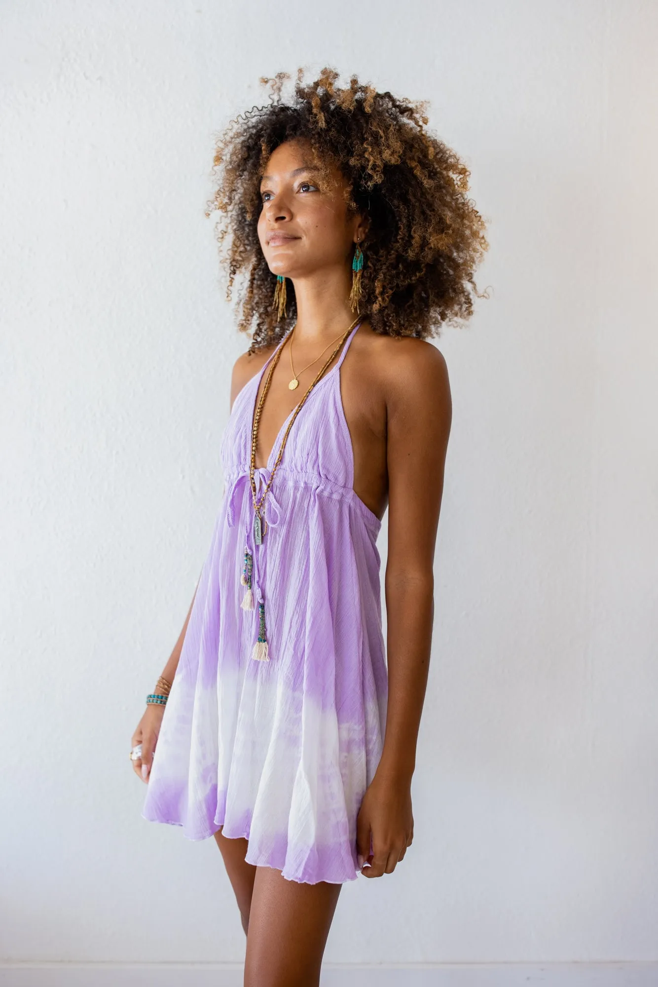 Travel Wear Relaxed Mini Dress In Lavender