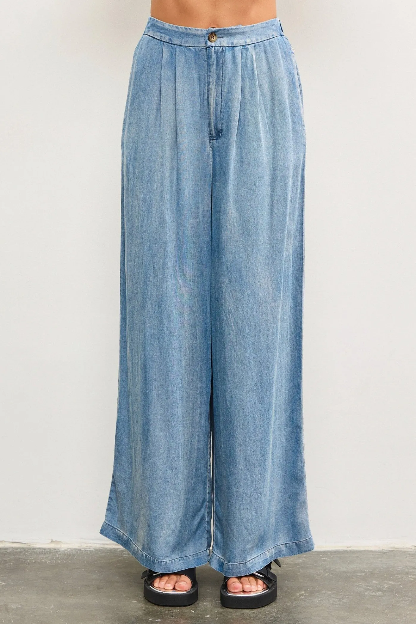 Double Stitched MADDIE DENIM WIDE-LEG PANTS