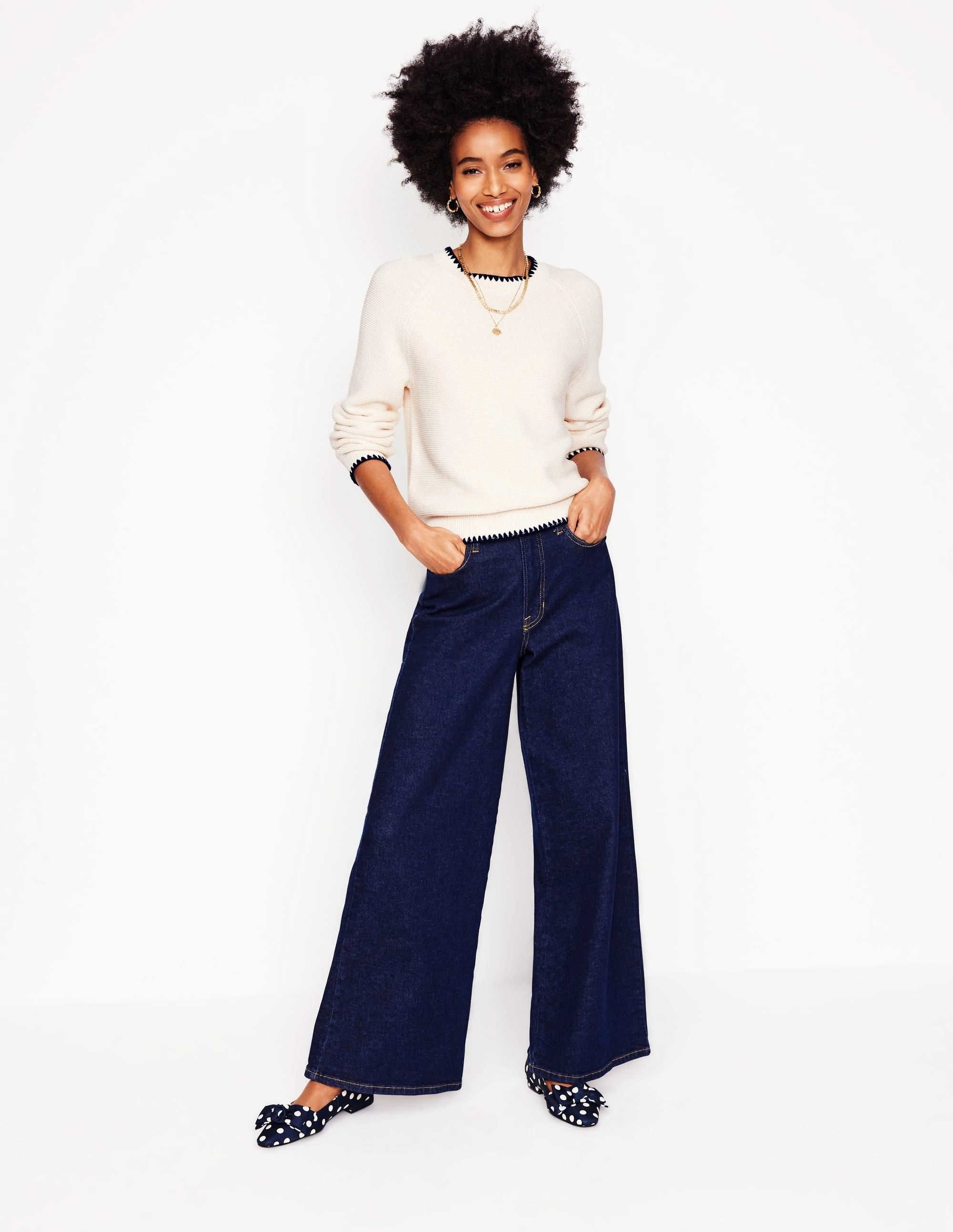 Temperature control Lena Stitch Detail Jumper-Warm Ivory