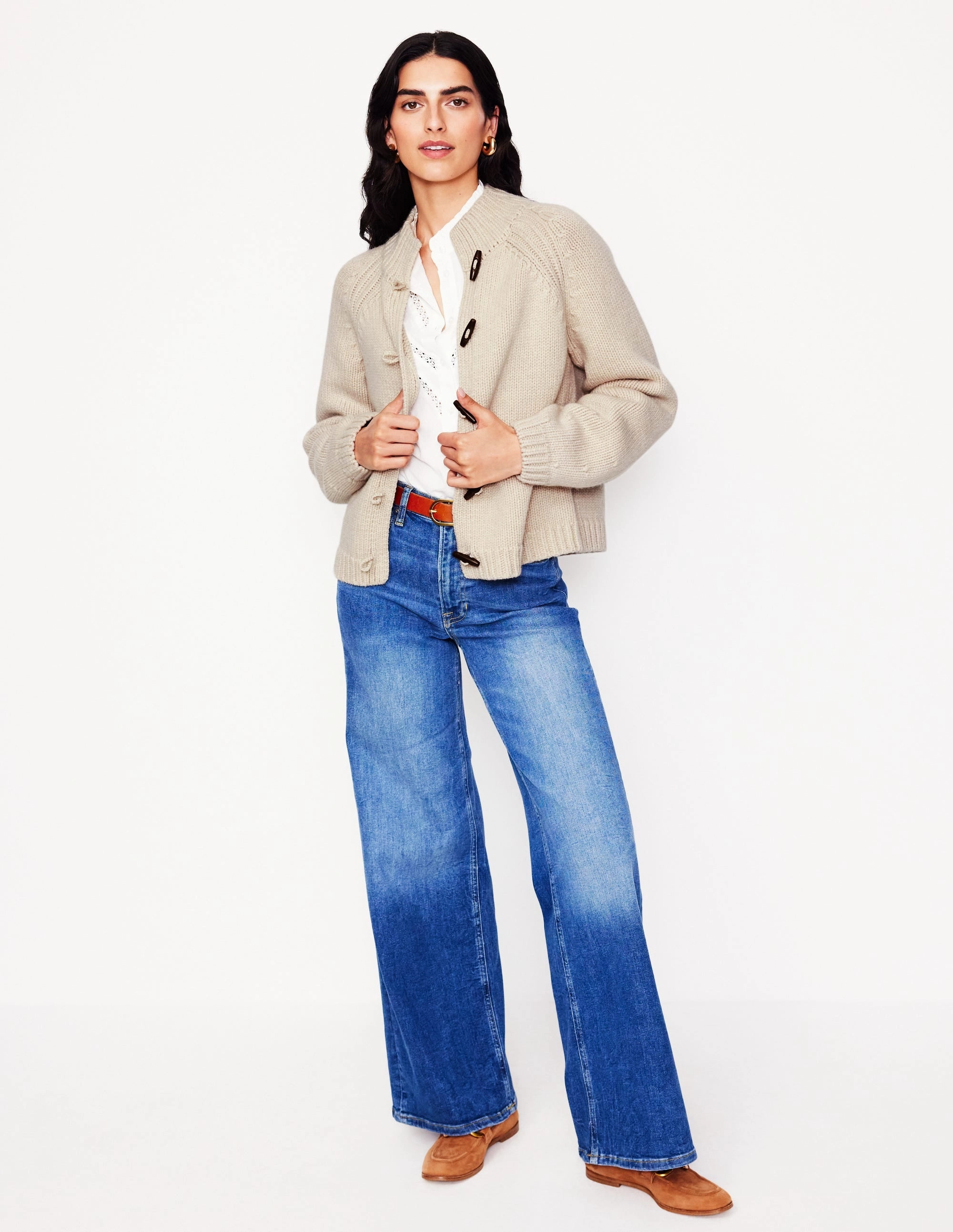 Casual Toggle Cardigan-Warm Ivory Soft Palette