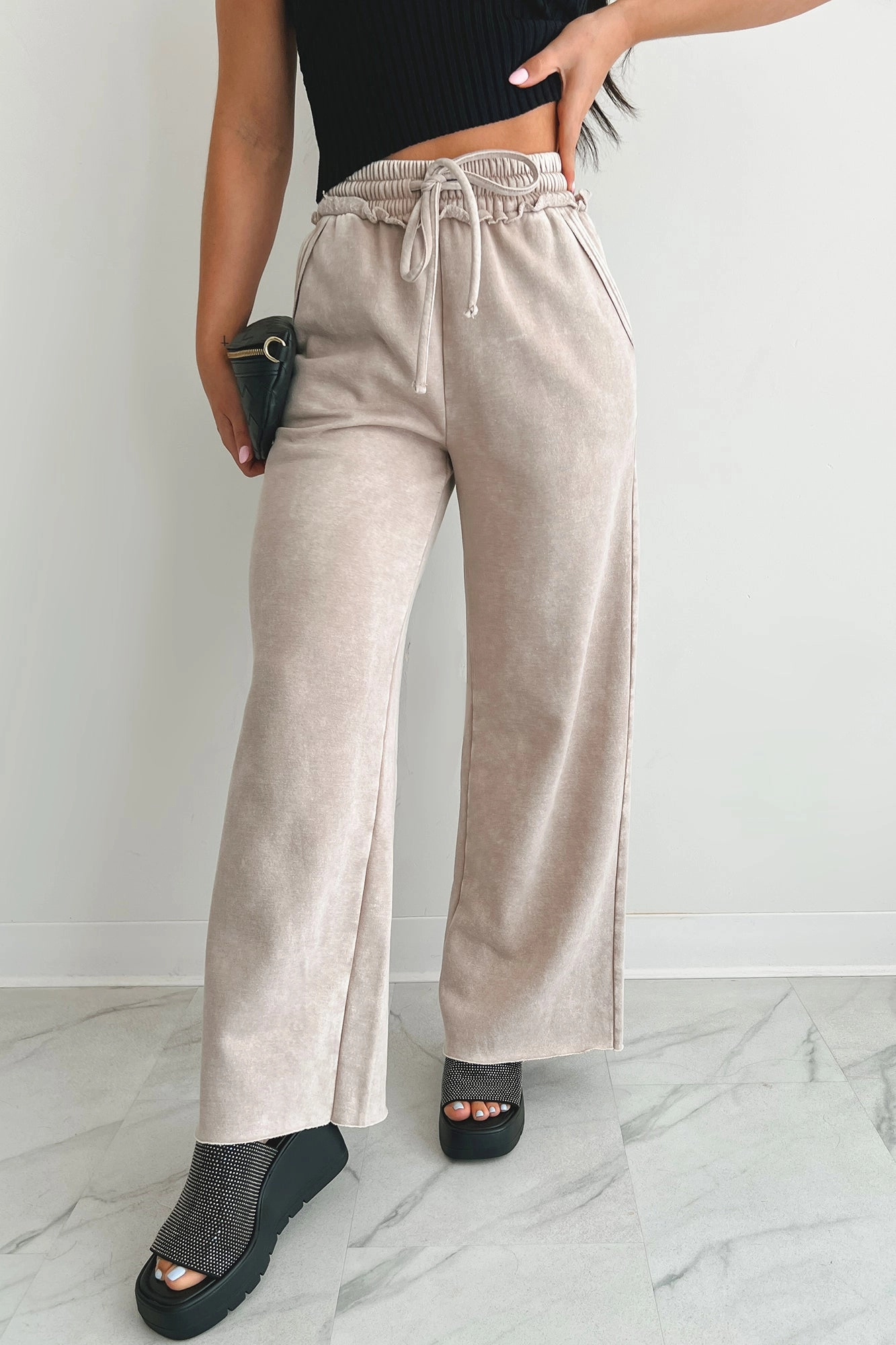 Relaxing Away Wide Leg Sweatpants (Ash Mocha) Anti Pilling Finish