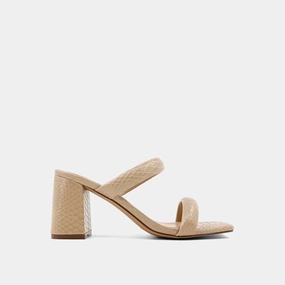 MultiPanel Design Farah Snake Print Heel in Taupe