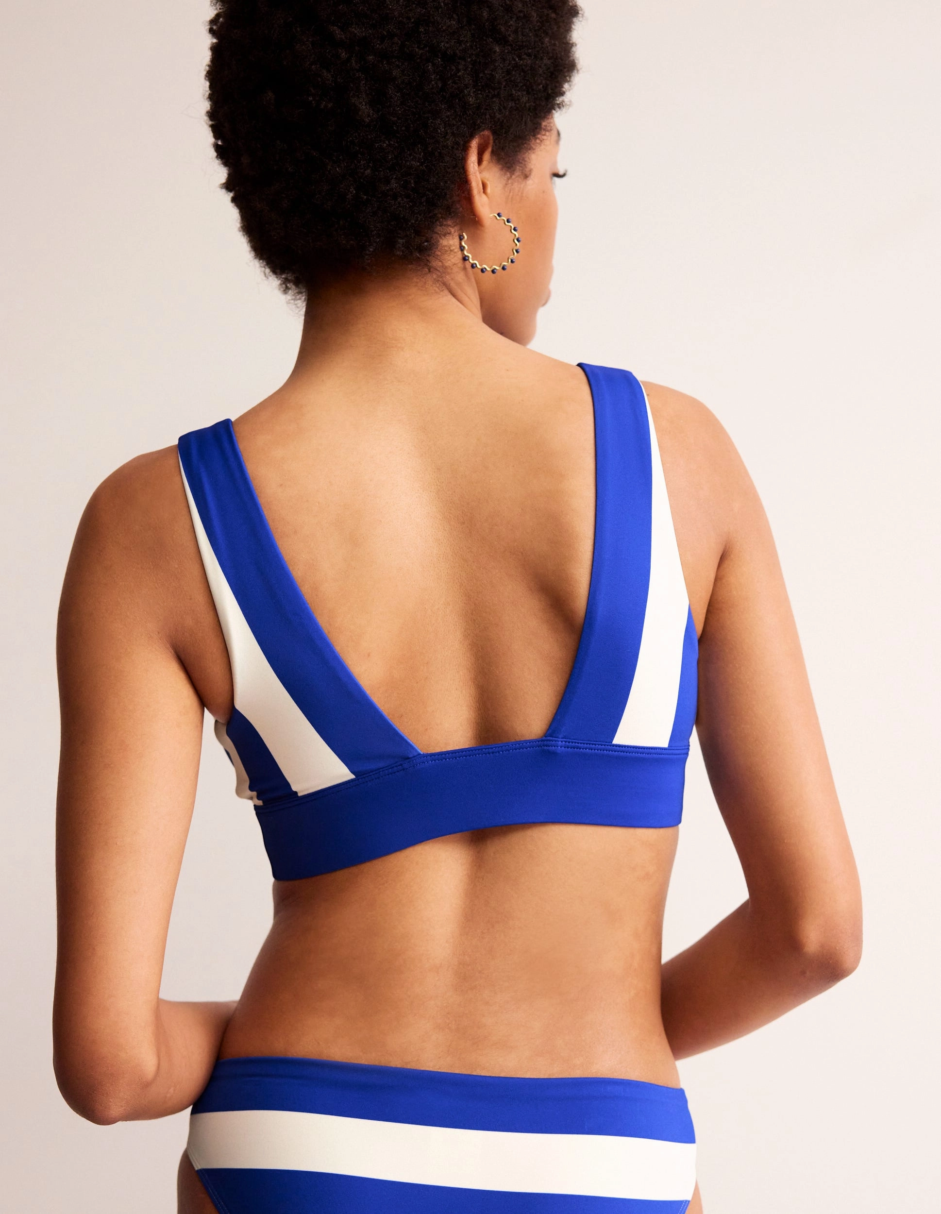 Resin Buckle Bikini Top-Blue/ Ivory Stripe Beach Ready Swim Durable Quality