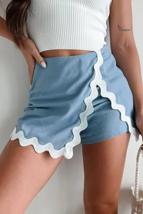 neon colors Relax Mode Rewriting My Story Linen Mini Skort (Denim Blue)