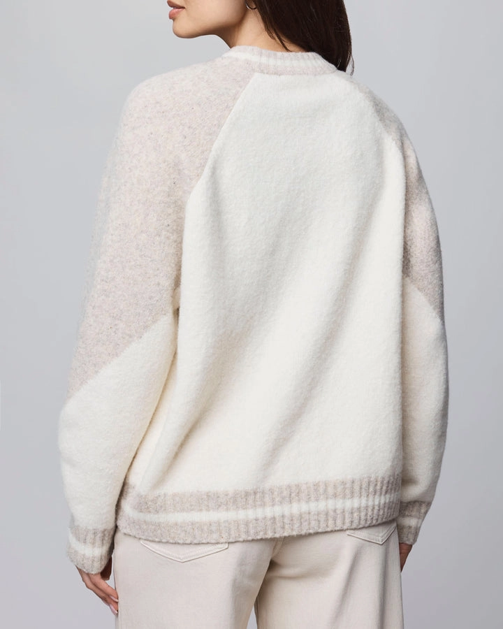 Rhodes Varsity Shacket in Neutral Color Block Lightweight Thermal Smooth Zipper Integration