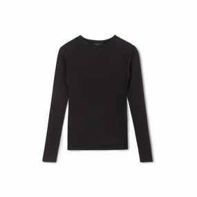 Ribbed Crewneck Tee | Black Vintage Shirt UVProtective Coating