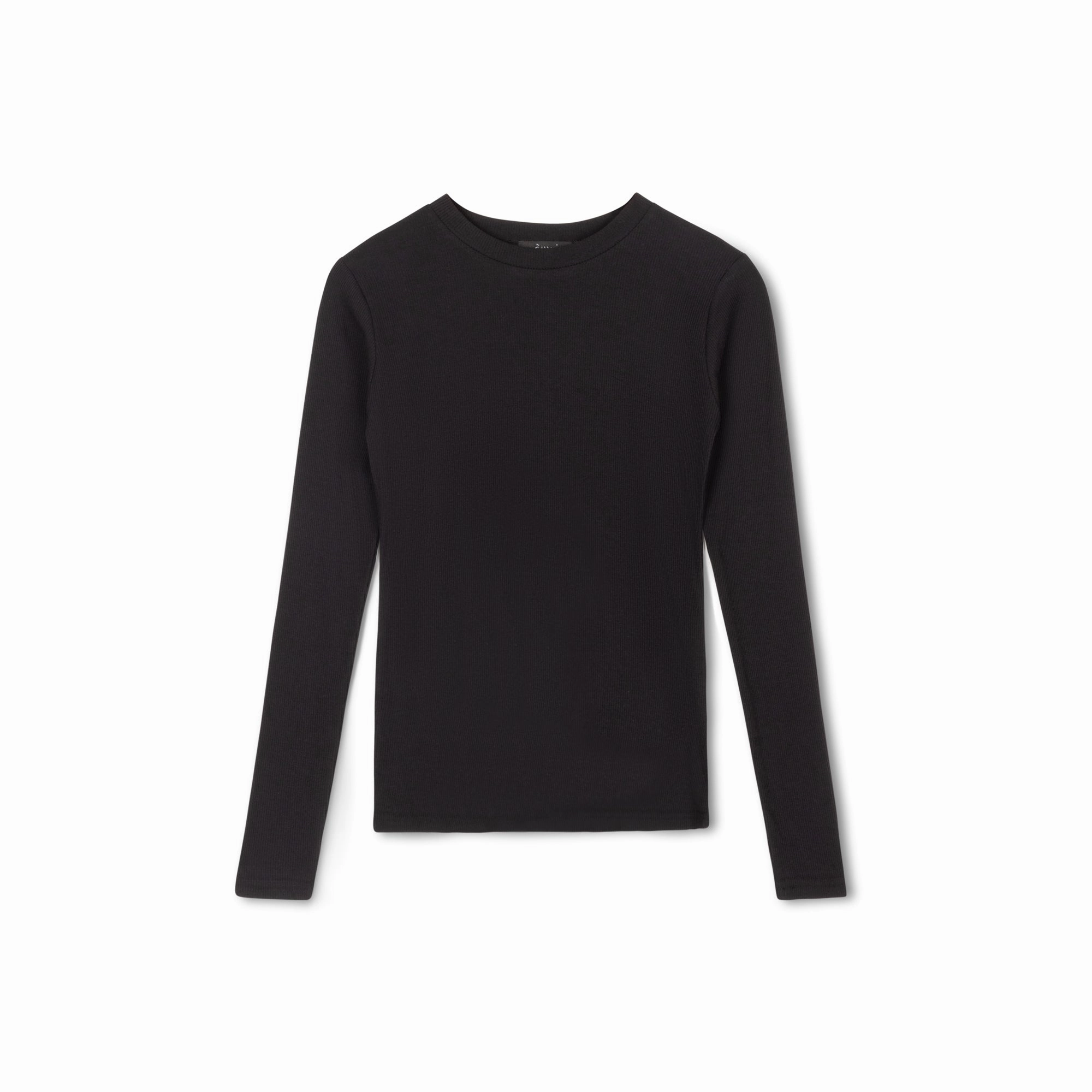 Ribbed Crewneck Tee | Black Vintage Shirt UVProtective Coating