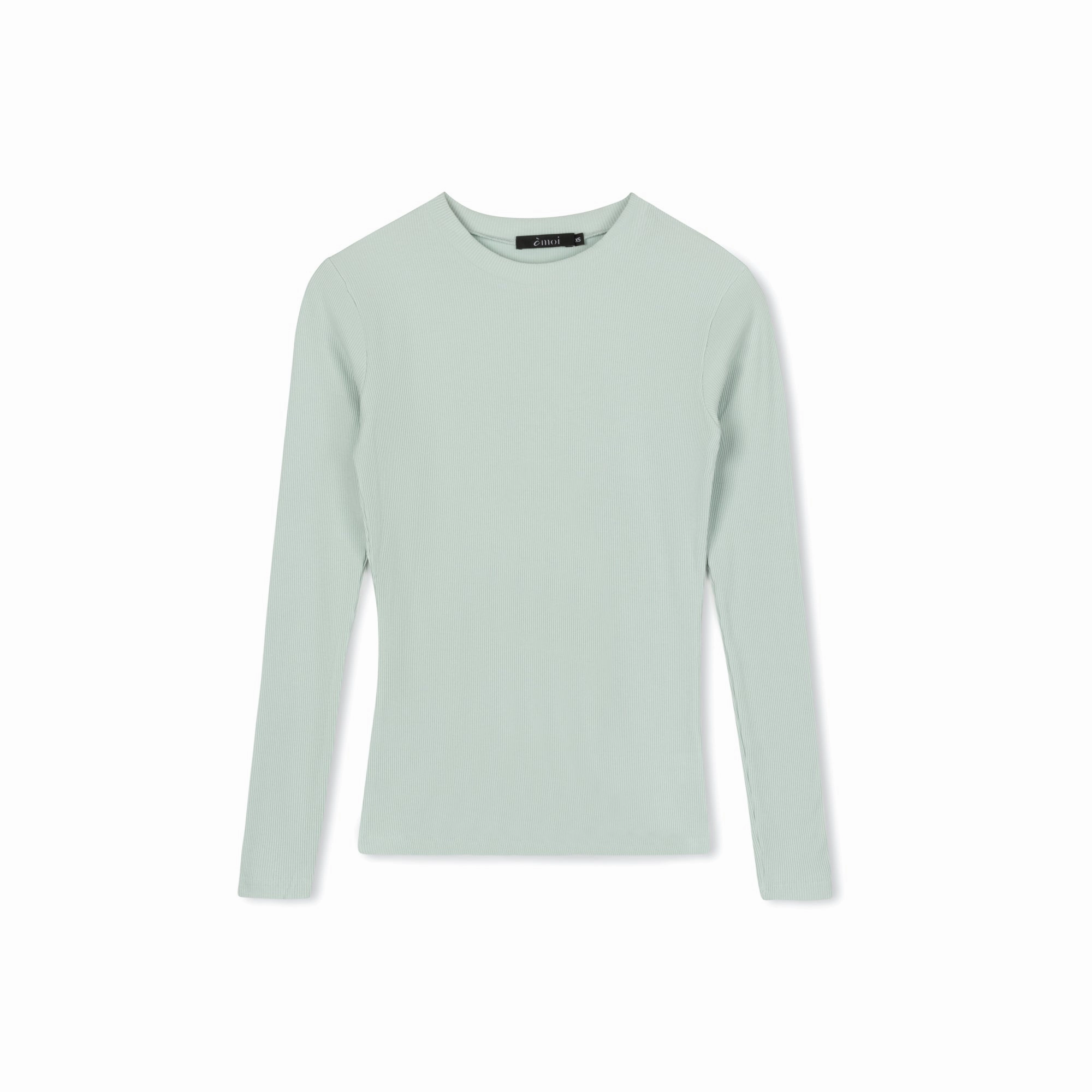 Ribbed Crewneck Tee | seafoam Non Restrictive Collar