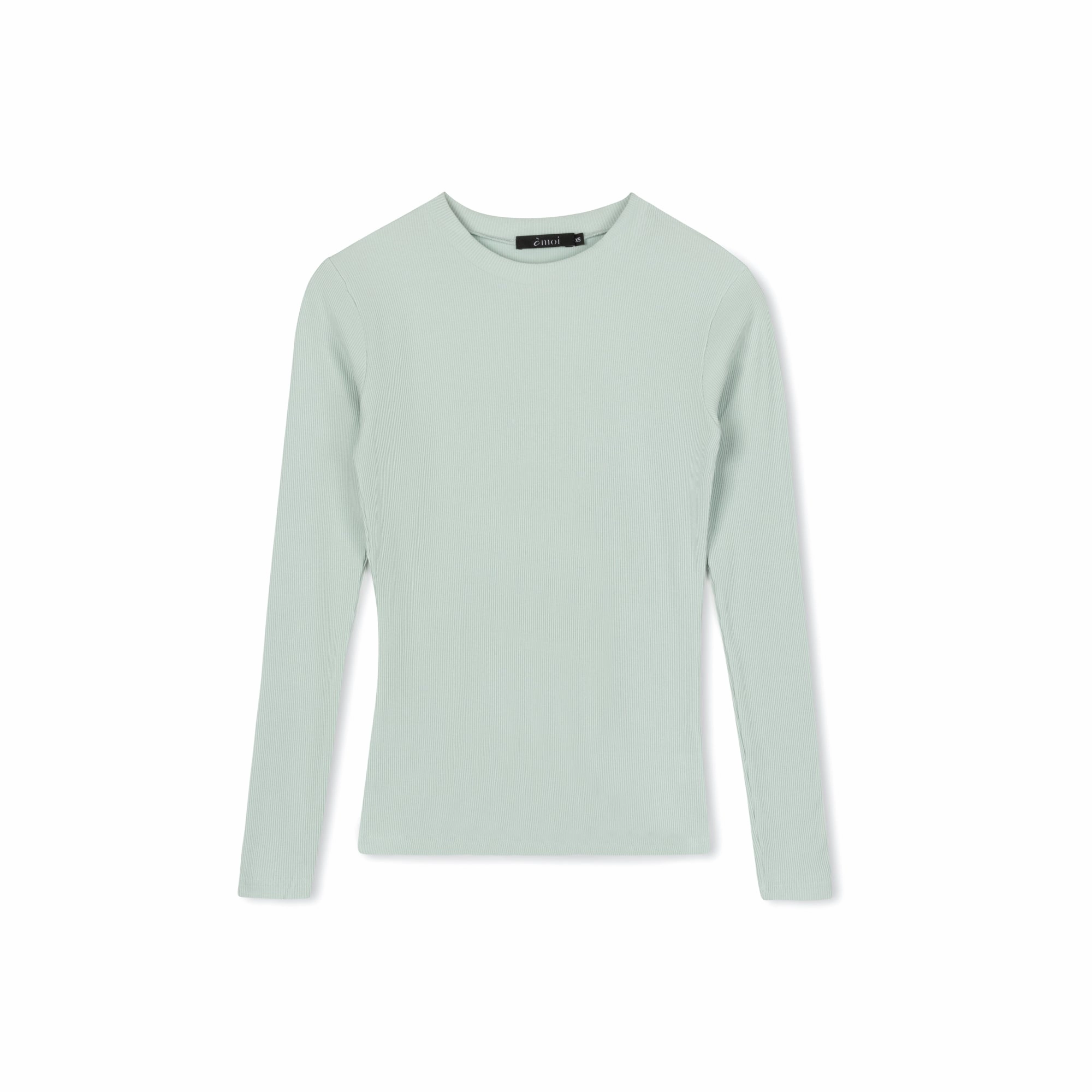 Multipurpose Design AntiPillingTechnology Ribbed Crewneck Tee | seafoam