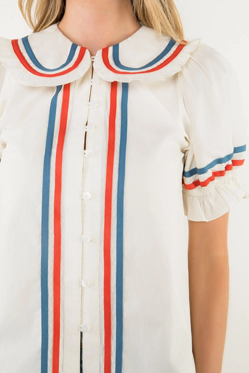 Puff Sleeve Top in Cream Heat Regulating Fabric