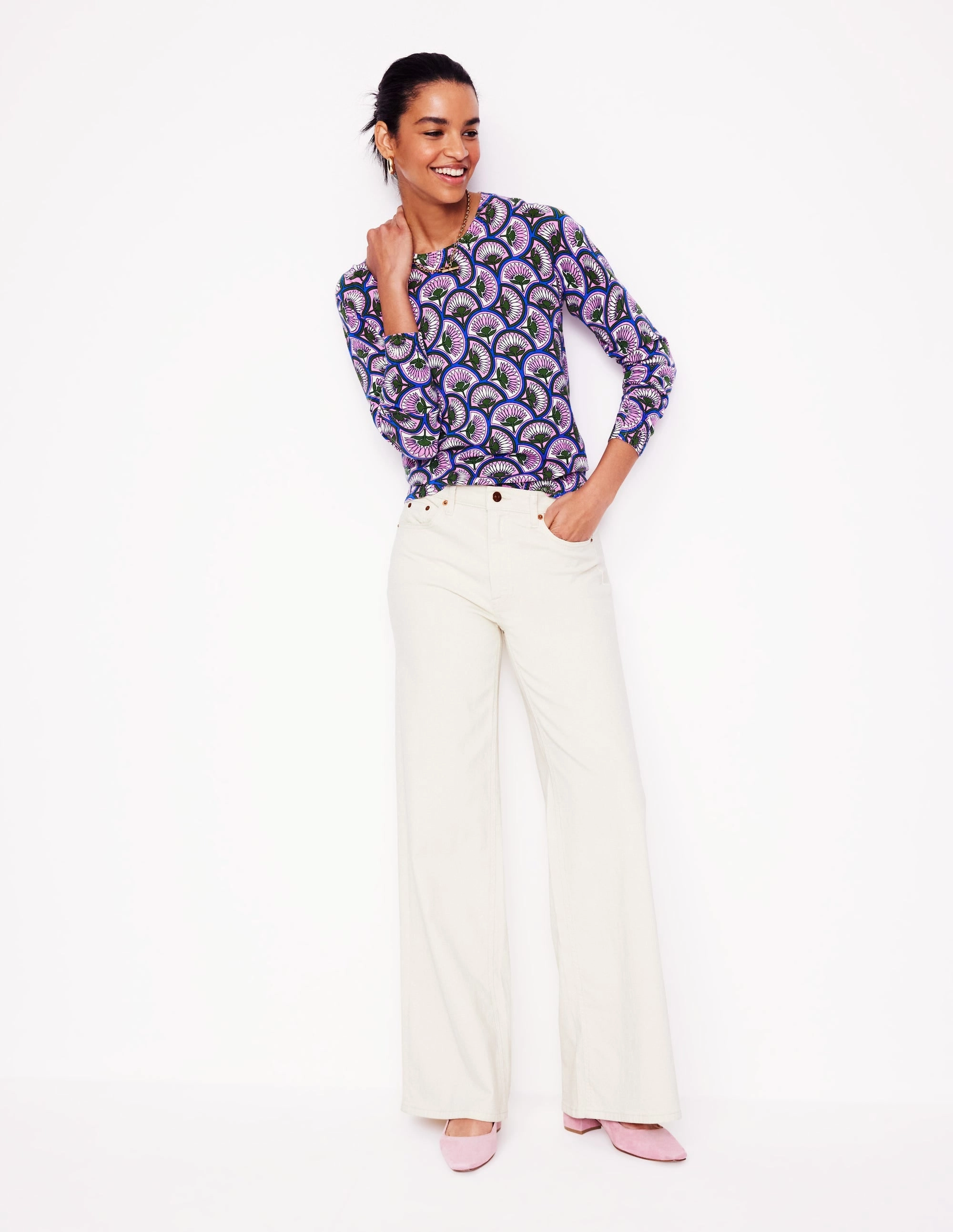 Emilia Cotton Crew Jumper-Soft Lavender Pink, Daisy Arc Stay Warm